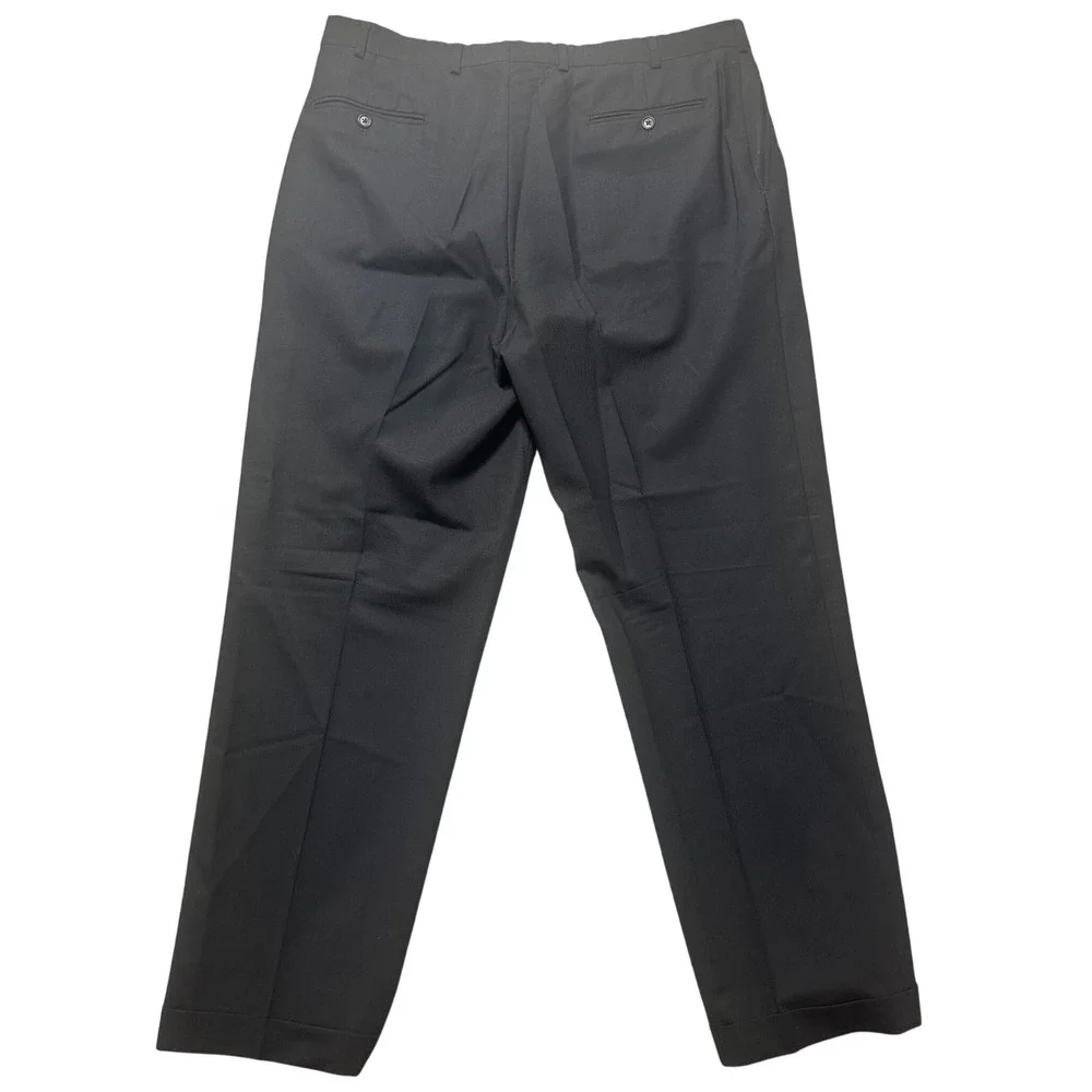 Brooks Brothers 346 Mens Black Pleated Wool Stretch Dress Pants W40 L33‎